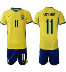 Youth Brazil 2026 FIFA World Cup Yellow Home Soccer Jersey RAPHINHA #11 Youth Brazil 2026 FIFA World Cup Yellow Home Soccer Jersey RAPHINHA #11