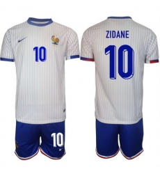 Men France 10 Zidane White 2024 25 Away Soccer Jersey Suit Men France 10 Zidane White 2024 25 Away Soccer Jersey Suit