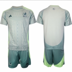 Men Mexico Blank 2024 25 Green Away Soccer Jersey Suit