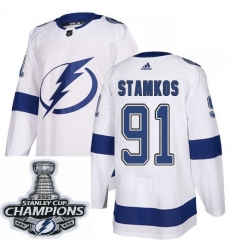 Men Adidas Tampa Bay Lightning 91 Steven Stamkos Authentic White Home NHL Stitched 2021 Stanley Cup Champions Patch Jersey Men Adidas Tampa Bay Lightning 91 Steven Stamkos Authentic White Home NHL Stitched 2021 Stanley Cup Champions Patch Jersey