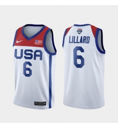 Men's USA Team Damian Lillard Home White 2021 Tokyo Olympics Jersey Men's USA Team Damian Lillard Home White 2021 Tokyo Olympics Jersey