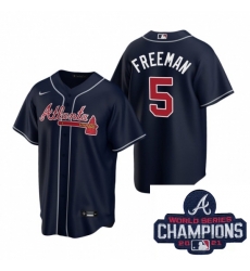 Men Nike Atlanta Braves 5 Freddie Freeman Navy Alternate Stitched Baseball Stitched MLB 2021 Champions Patch Jersey Men Nike Atlanta Braves 5 Freddie Freeman Navy Alternate Stitched Baseball Stitched MLB 2021 Champions Patch Jersey