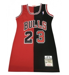 Women Chicago Bulls 23 Michael Jordan Dress Stitched Jersey Red Black Split Women Chicago Bulls 23 Michael Jordan Dress Stitched Jersey Red Black Split