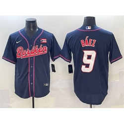 Men Puerto Rico Baseball 9 Javier B E1ez Navy 2023 World Baseball Classic Stitched Jersey