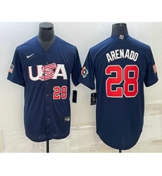 Men's USA Baseball #28 Nolan Arenado Number 2023 Navy World Baseball Classic Stitched Jersey Men's USA Baseball #28 Nolan Arenado Number 2023 Navy World Baseball Classic Stitched Jersey