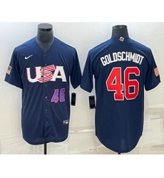 Mens USA Baseball #46 Paul Goldschmidt Number 2023 Navy World Baseball Classic Stitched Jersey Mens USA Baseball #46 Paul Goldschmidt Number 2023 Navy World Baseball Classic Stitched Jersey
