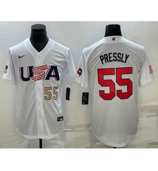 Men's USA Baseball #55 Ryan Pressly Number 2023 White World Baseball Classic Stitched Jersey Men's USA Baseball #55 Ryan Pressly Number 2023 White World Baseball Classic Stitched Jersey