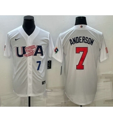 Men's USA Baseball #7 Tim Anderson Number 2023 White World Baseball Classic Stitched Jerseys Men's USA Baseball #7 Tim Anderson Number 2023 White World Baseball Classic Stitched Jerseys