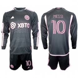 Men Inter Miami CF 10 Lionel Messi 2023 24 Black Away Soccer Jersey Suit
