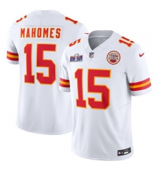 Men Kansas City Chiefs 15 Patrick Mahomes White 2023 F U S E Vapor Untouchable Limited Stitched 2024 Super Bowl LVIII Jersey Men Kansas City Chiefs 15 Patrick Mahomes White 2023 F U S E Vapor Untouchable Limited Stitched 2024 Super Bowl LVIII Jersey