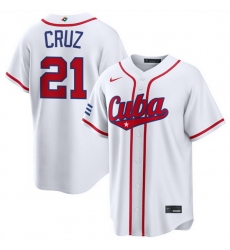 Men Cuba Baseball 21 Naykel Cruz White 2026 World Baseball Classic Home Stadium Stitched Jersey Men Cuba Baseball 21 Naykel Cruz White 2026 World Baseball Classic Home Stadium Stitched Jersey